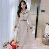Небольшое осеннее платье, ретро корсет, длинная юбка, в стиле Шанель, 2024 года, французский стиль