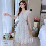 Платье, летняя одежда, летний приталенный корсет, шифоновая длинная юбка, в цветочек, коллекция 2022