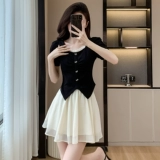 Летний комплект, юбка, нарукавники, подходит для подростков, городской стиль, французский стиль, короткий рукав