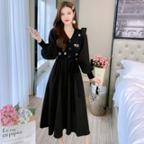 Трикотажное вельветовое осеннее демисезонное платье, коллекция 2022, городской стиль, в западном стиле