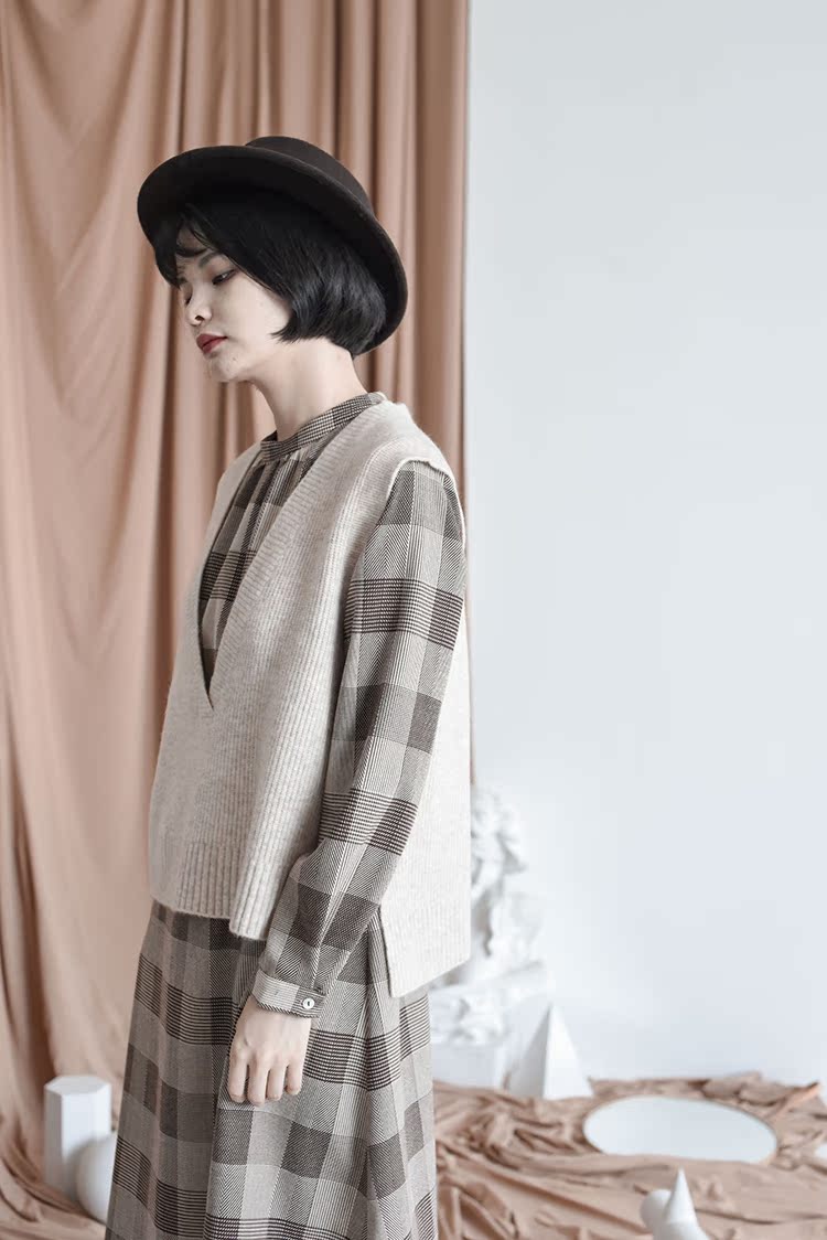 Tự nhiên và màu xanh | Áo cổ chữ V đan rộng áo khoác len cardigan