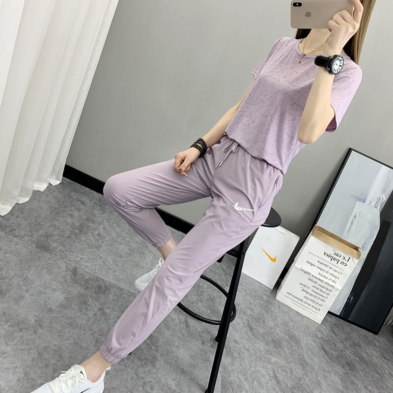 Ice Silk Sports Pants for Women, Summer Thin Style, Jogger Pants for Petite Figures, New Mosquito-Proof, Quick-Drying, Sun-Protective, Nine-Point Length Trendy Pants