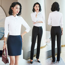 Meisiyue shirt womens long-sleeved 2019 spring new slim-fitting work clothes formal tooling professional OL white shirt