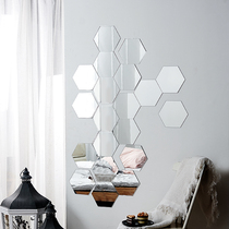 Hexagon glass mirror cosmetic mirror splicing household ins Net red mirror wall tremble combination six-sided wall mirror