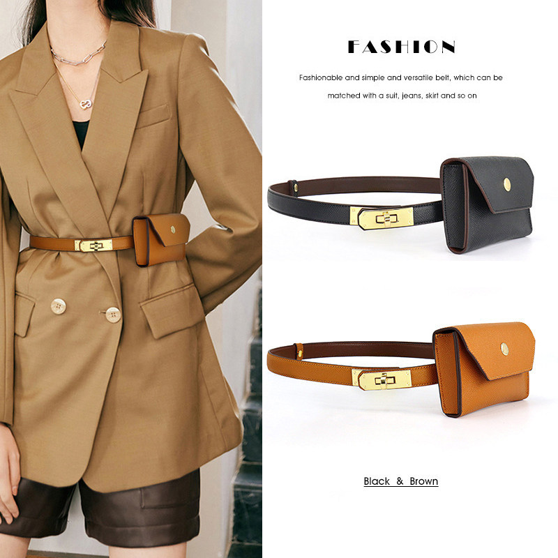 Purse Strings Women 2023 New Belts Girls Style Women Fashion Senior Sense Little Genuine Leather Two-story Bull Leather Lap Suit Positive Dress-Taobao