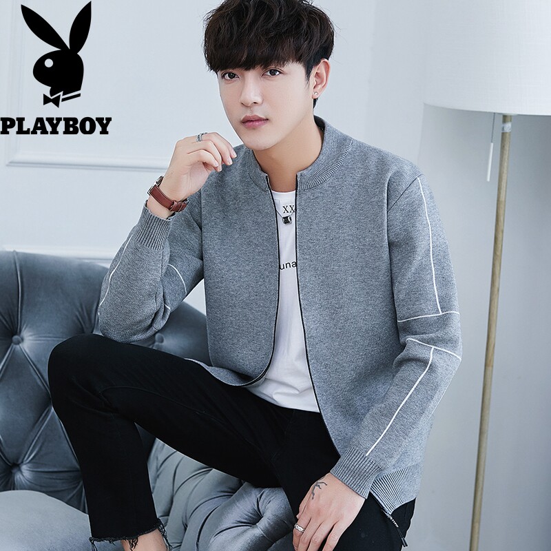 Playboy wears men's cardigan in autumn 2019 new trendy knitwear casual sweater men's coat
