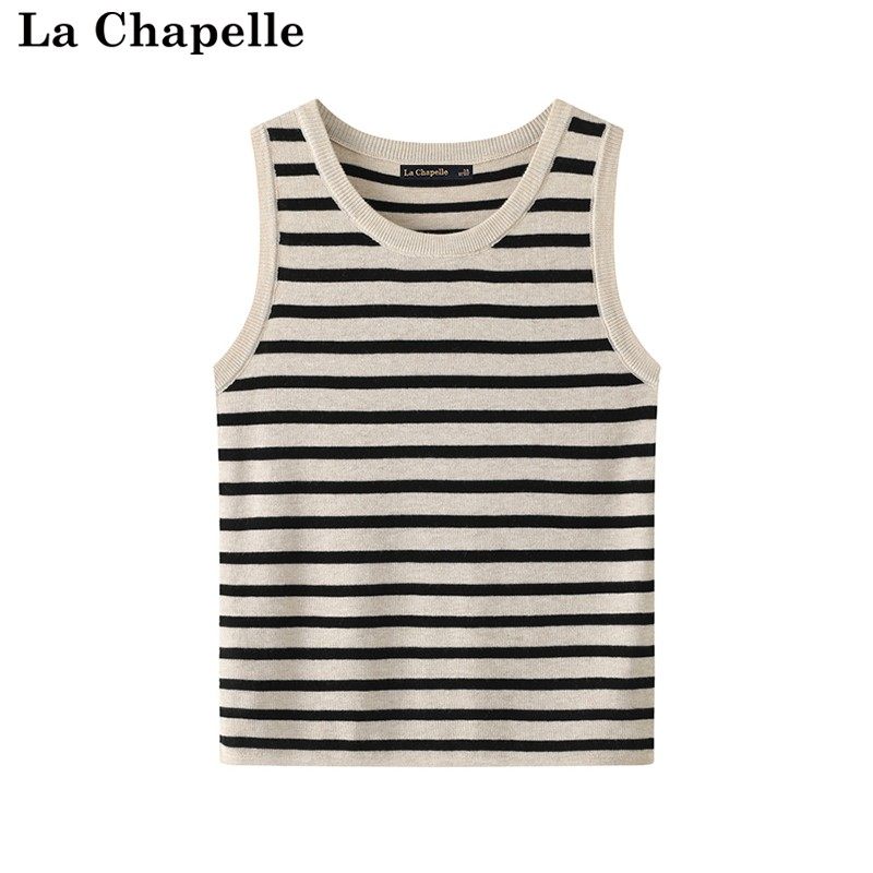 La Chapelle striped suspender knitted vest for women slim fit inner sleeveless casual base
