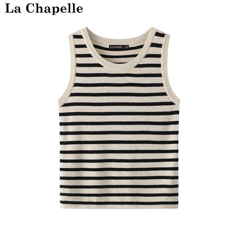 La Chapelle Striped Knit Camisole for Women, Slim Fit, Sleeveless, Casual Base Layer