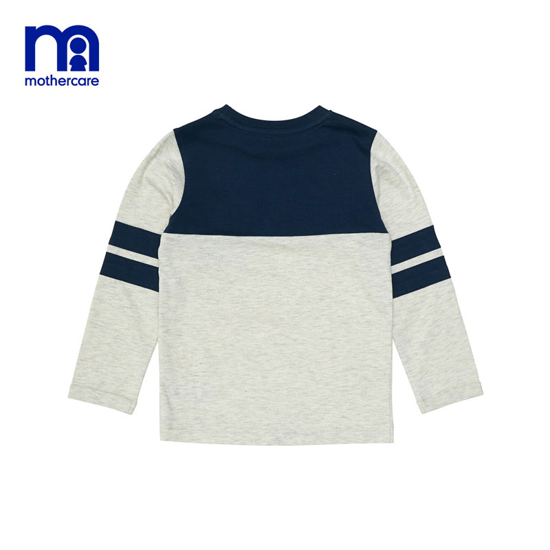 Mothercare British Boys cổ tròn mới dệt kim T-shirt trẻ em dài tay bông hit-and-run áo.