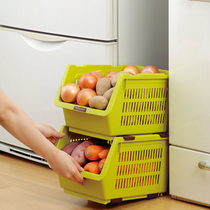 Japan imported stackable kitchen storage basket fruit vegetable storage basket with pulley