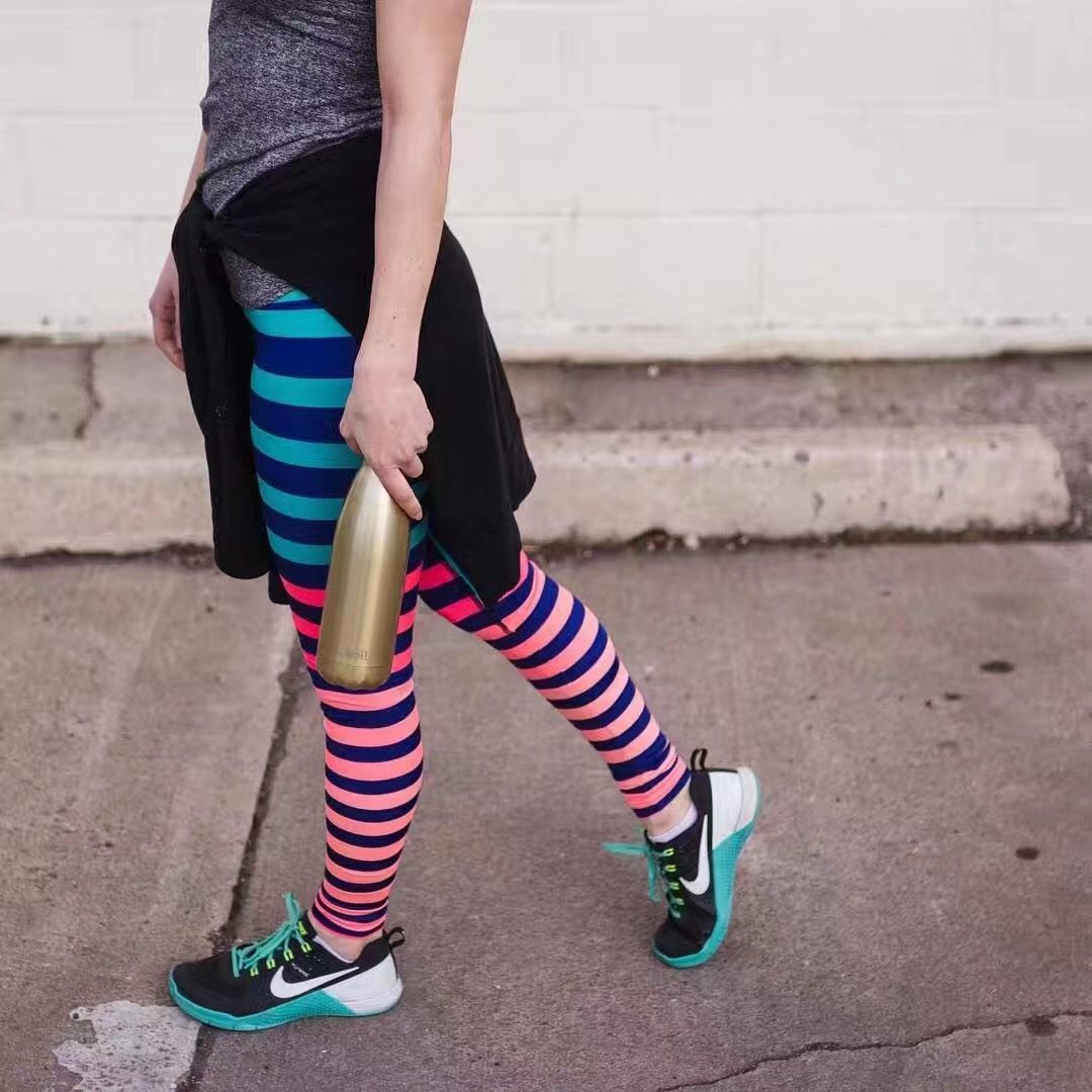 KDEER Stripe circle stripe legging yoga pants leggings step foot length prince Wen the same paragraph