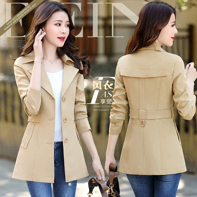 Áo gió nhỏ nữ trung dài 2020 kiểu mới 155 phụ nữ mẹ 30 tuổi 40 áo xuân cao 150cm - Trench Coat