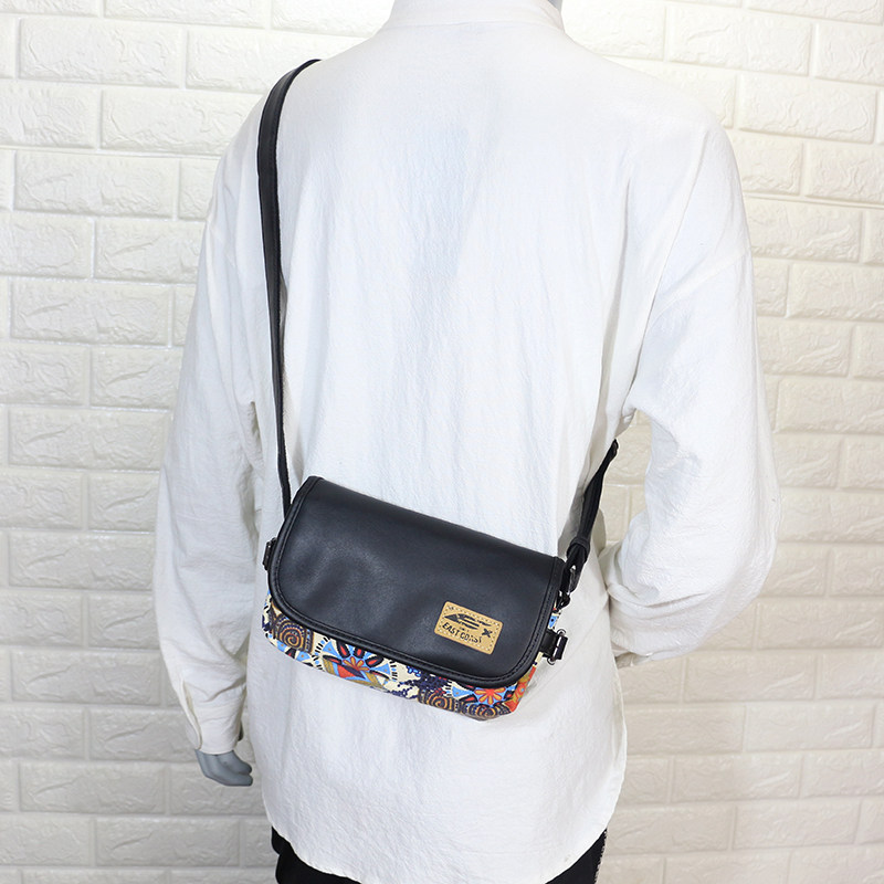 Tide Card Men's Single Shoulder Bag South Korea Trend Flower Color Splicing Small Diagonal Satchel Fashion Men And Women Casual Small Bags Cross Section