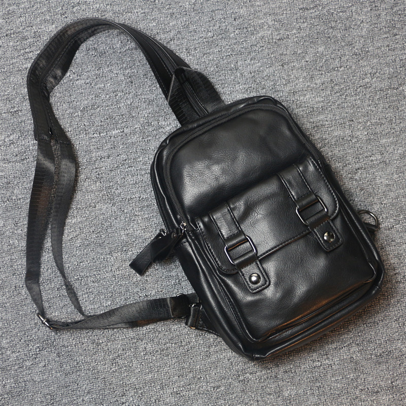 Men's chest bag Korean version of the trend 2020 new large-capacity shoulder bag soft leather casual small backpack back backpack
