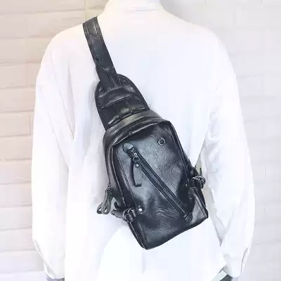 Tide brand chest Bag Men's 2020 new Korean fashion Men's chest bag soft leather shoulder shoulder bag large capacity casual men's bag