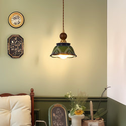 French Mid-Century Style Bedroom Bedside Chandelier Walnut Color Restaurant Bar Table Lamp Retro Ceramic Balcony Small Chandelier