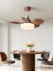 Medieval Style Retro Walnut Color Dining Room Ceiling Fan Light French Minimalist Style Bedroom Eye-Protecting Silent Fan Light