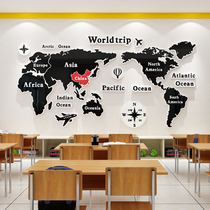 World cartography campus class culture wall decoration stickers educational counseling institutions background layout 3d three-dimensional