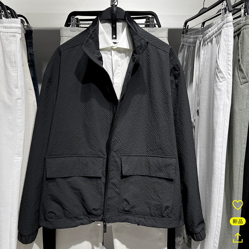 24 Spring/Summer New Men's Pocket-Decorated Seersucker Jacket Men's Thin Loose Coat 8281330 800