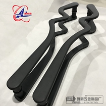 Chinese antique tempered glass door handle Bronze black push-pull hotel frameless steel wooden door Door handle European style