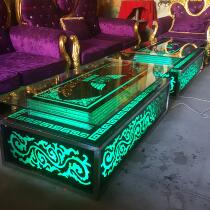 Custom-made glass luminous tempered glass countertop coffee table KTV night bar box special stainless steel coffee table