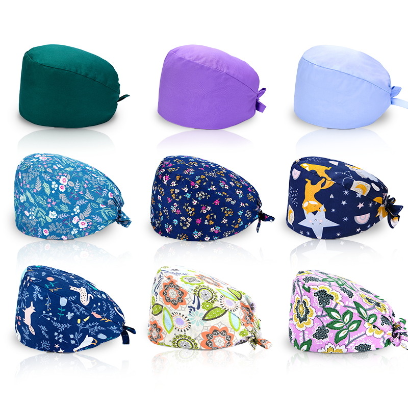 Operating Hat Oral Surgeon Hat Female Nurse Hat Pure Cotton Printing Male Doctor's Operating Room Medical Hat