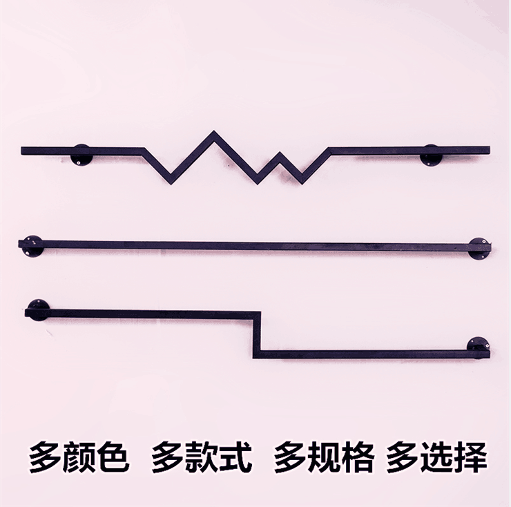 Clothing store display rack on the wall is hanging children's clothing shelf men's and women's clothing wrought iron wall-mounted hanger display side hanging is hanging