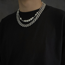 Carmen Tide brand Hip Hop Street diamond chain Cuban chain full diamond thick ins Net red rap necklace male and female neck chain