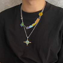 Carmen original design butterfly letter small Daisy necklace men and women trend wild hip hop personality neck chain jewelry