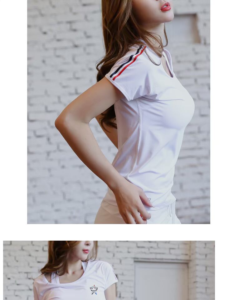 CC mùa hè cao co giãn thể thao ngắn tay cổ tròn tập thể dục nhanh khô wicking áo thun nữ chạy yoga Slim áo khoác mỏng áo thun gym nam