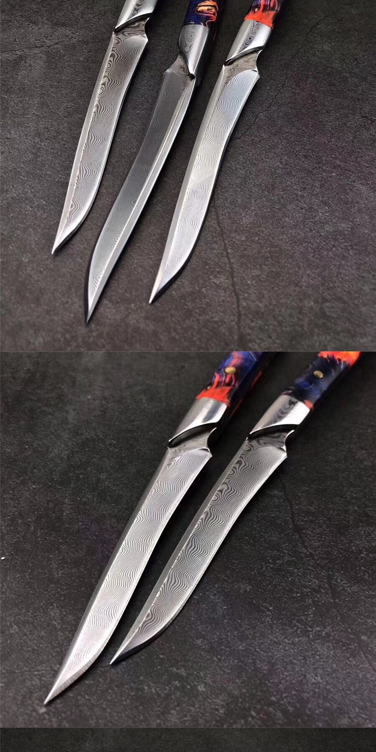 Nhà máy trực tiếp Trung Quốc ngoài trời thủ công nhỏ dao thẳng Damascus không clip thép rèn Máy cắt độ cứng cao - Công cụ Knift / công cụ đa mục đích bộ xẻng đa năng