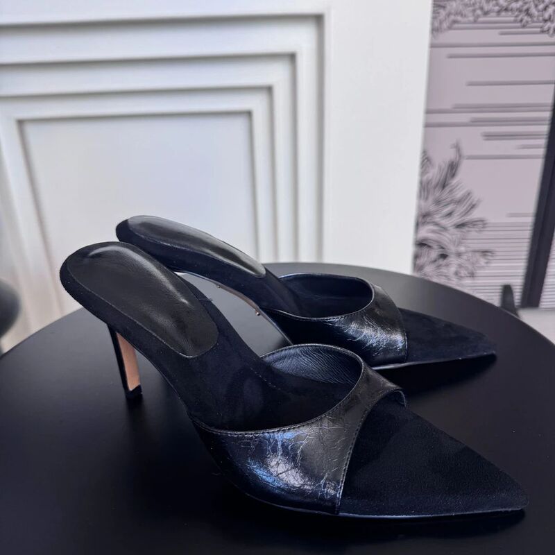 soft sole Genuine Leather Ultra-Soft Handmade Detachable Strap Yujie Open-Toe Versatile High-Heel Sandals
