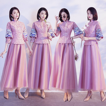 Bridesmaid dress female Chinese style 2020 new fairy quality bridesmaid head style sister dress stand-up collar vintage Chinese style dress