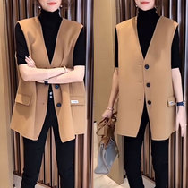 2021 spring new double-sided cashmere vest vest women with double-sided short sleeveless V-neck woolen coat