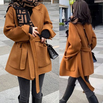 European Station double-sided cashmere coat short double-sided suit collar 2021 spring new European wool jacket