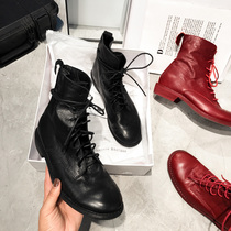  Ghost emperor boots guidi booties leather lace-up retro old inverted boots Net red motorcycle Martin boots womens spring and autumn single boots