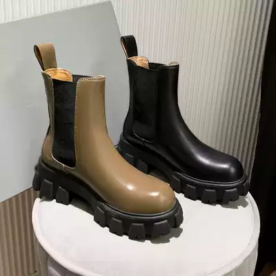 Thick-soled Chelsea Boots Women 2021 New English Wind Increased Martin Boots Spring and Autumn Single Boots Fried Street Short Boots