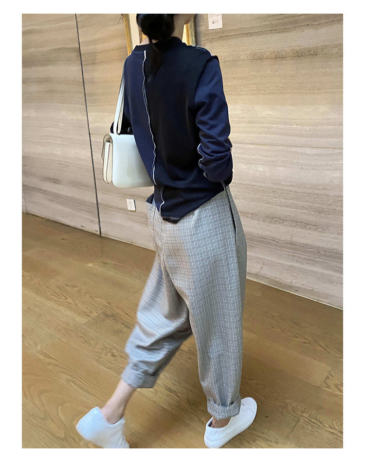 High-waisted, petite, retro checkered conical suit pants for women in the 2022 autumn, with a loose 9-inch Harem design pic 24