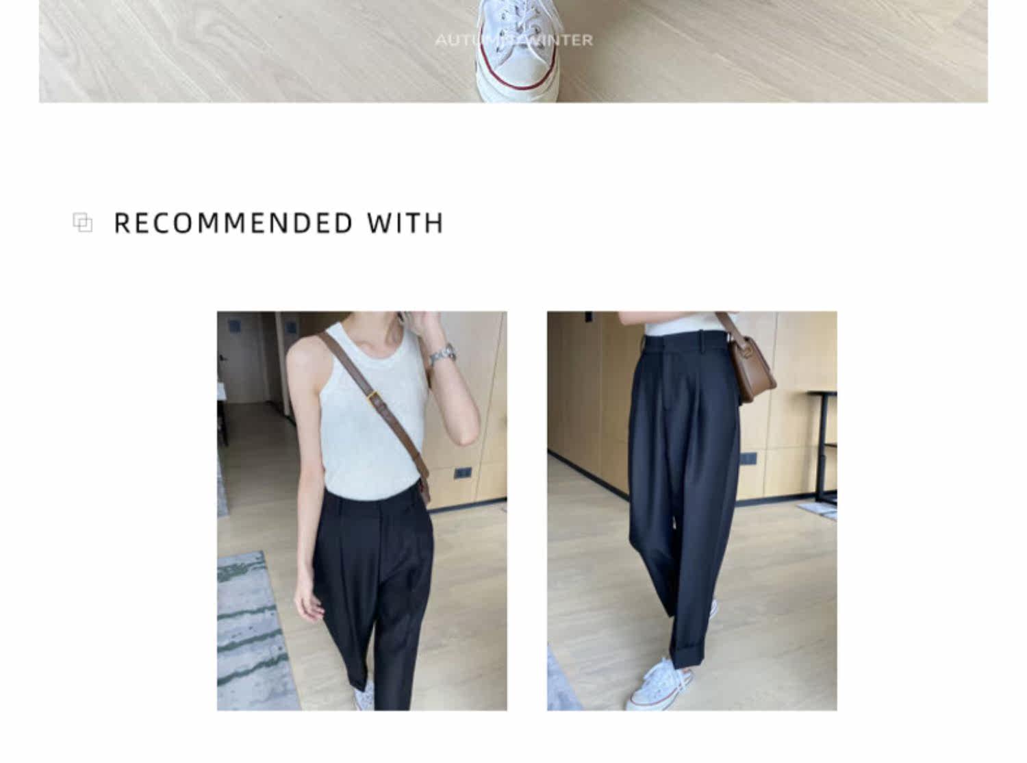 Black high-waisted straight-leg suit pants for women in the autumn of 2022, petite loose fringed 9-inch casual pants for women pic 4