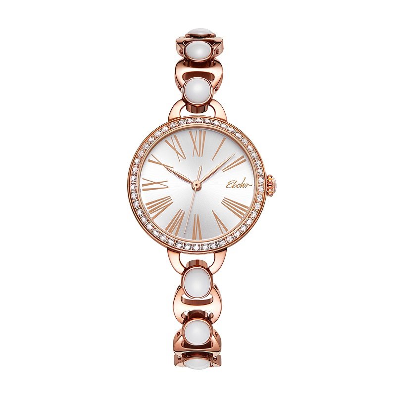 依波（EBOHR）卡纳系列 女士石英表 陶瓷手链 防水手表送女友礼物