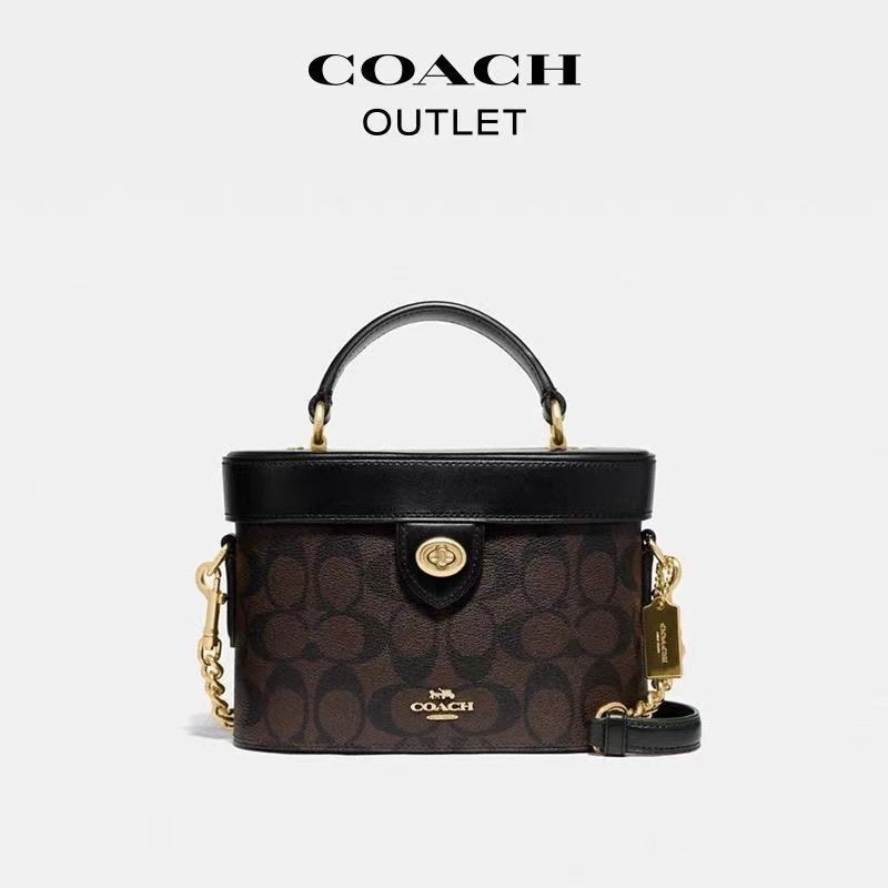 蔻驰COACH 奥莱女包色块经典标志帆布GEORGIE盒子包5504