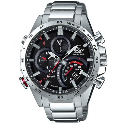 卡西欧（CASIO）男式手表EQB-501XD-1AJF三眼大三针钢带蓝牙连接防水太阳能腕表
