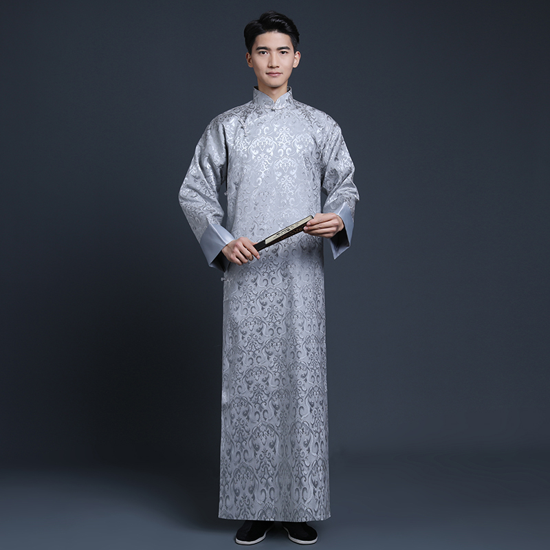 Traditional Chinese Clothing for Men, Long Coat, Chinese Style, Groomsmen Embroidery, Annual Meeting Performance Costume, Robe, Mandarin Jacket