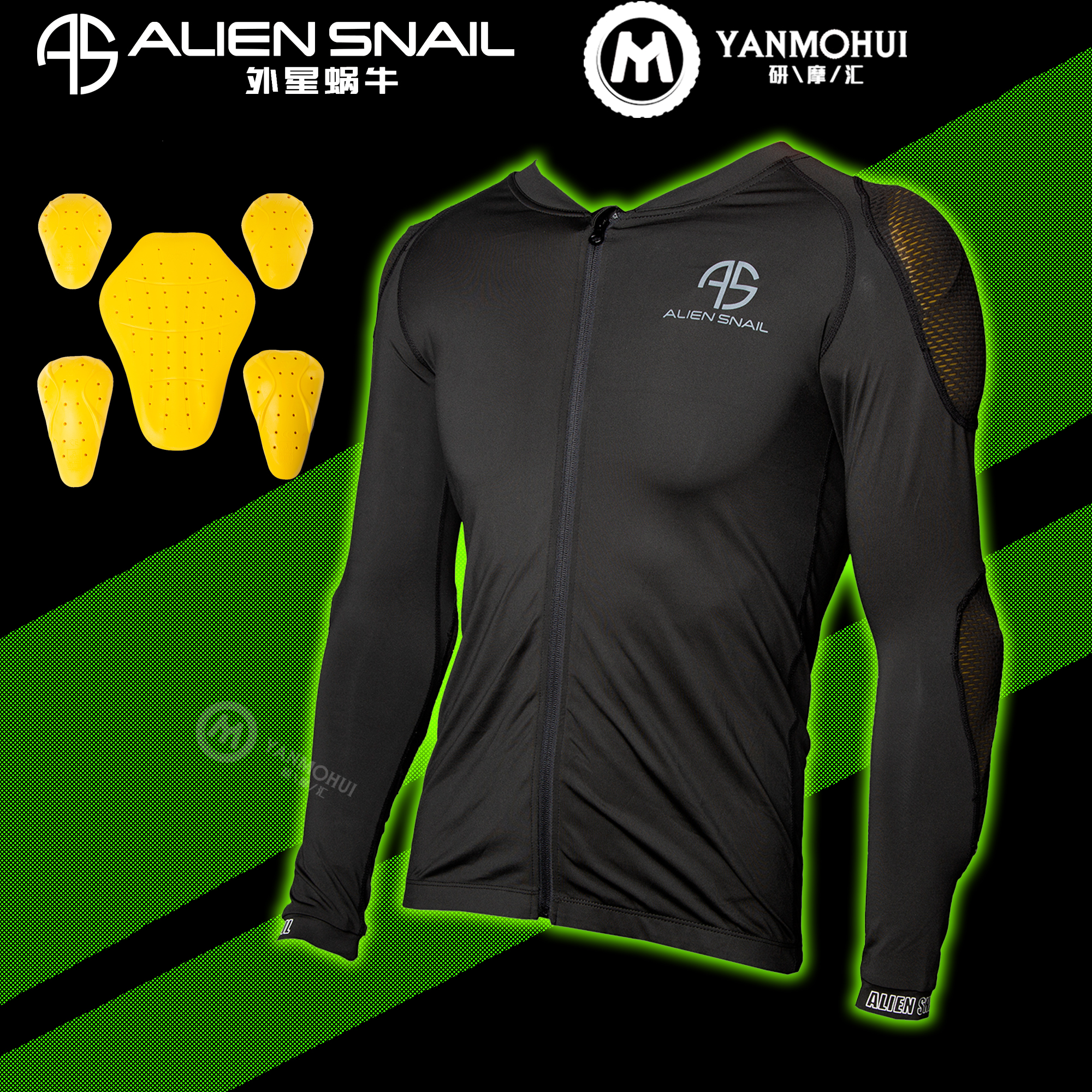 Alien snail summer net sweat jacket rebound protection cycle men and women general ninja armor breathable black large size