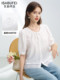 [Qingxue]Gauze Fabric Lace Trim Blouse 2026 Summer New Vintage Elegant Top for Women