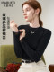 [Ice Soft]Yisha Bufe 2026 Spring New Style Glass Sheer Cuff Knitted Base Shirt Simple Style Solid Color Round Neck