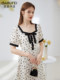 [Silk Ling]Vintage Chiffon Dress with Gauze Fabric, Summer Dress for Women, Bow Tie Waist, Gentle Floral Dress