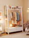 Solid Wood Coat Rack Floor-Standing for Bedroom, Simple Clothes Rack with Drawer, Small Household Clothing Storage Rack