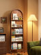 Solid Wood Full-Length Mirror, Movable, Mid-Century Style, Home-Use Magazine and Bookshelf, Integrated Storage, Floor-Standing Rotating Dressing Mirror