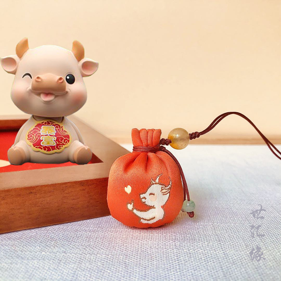 Embroidery sachet handmade Zen prayer good luck portable zodiac sachet purse mobile phone ornaments praying sachet lucky bag